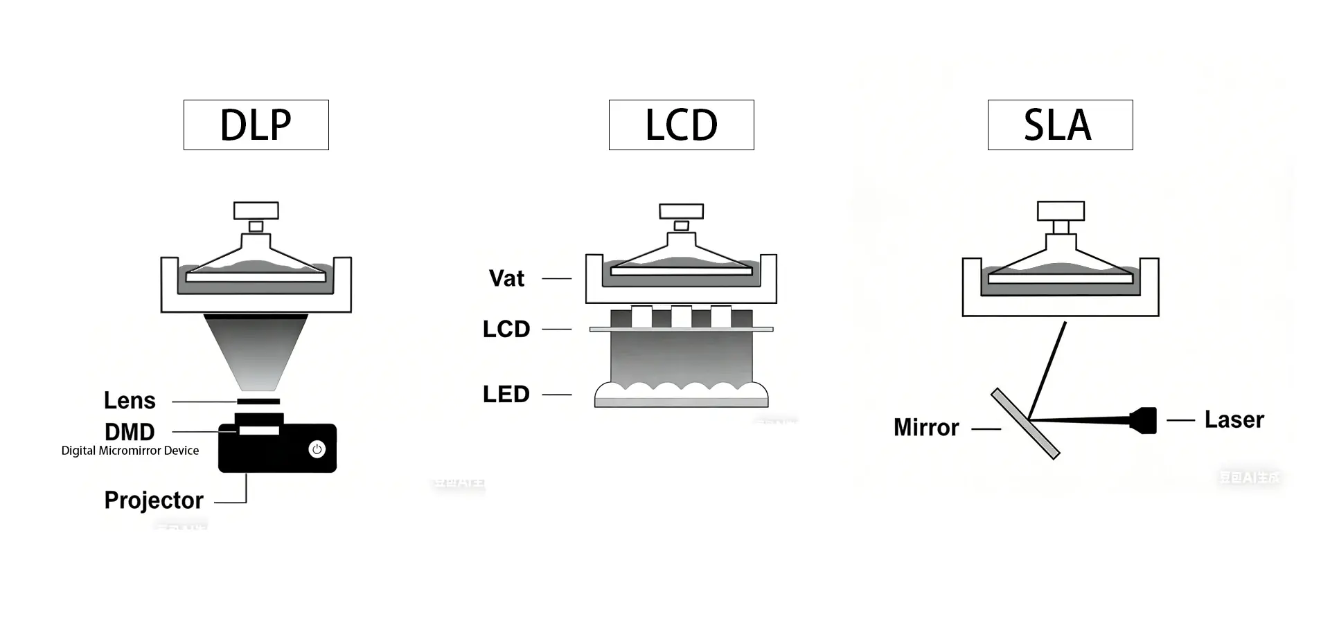 Comparison of LCD, DLP, and SLA resin printer technologies Comparison of LCD, DLP, and SLA resin printer technologies