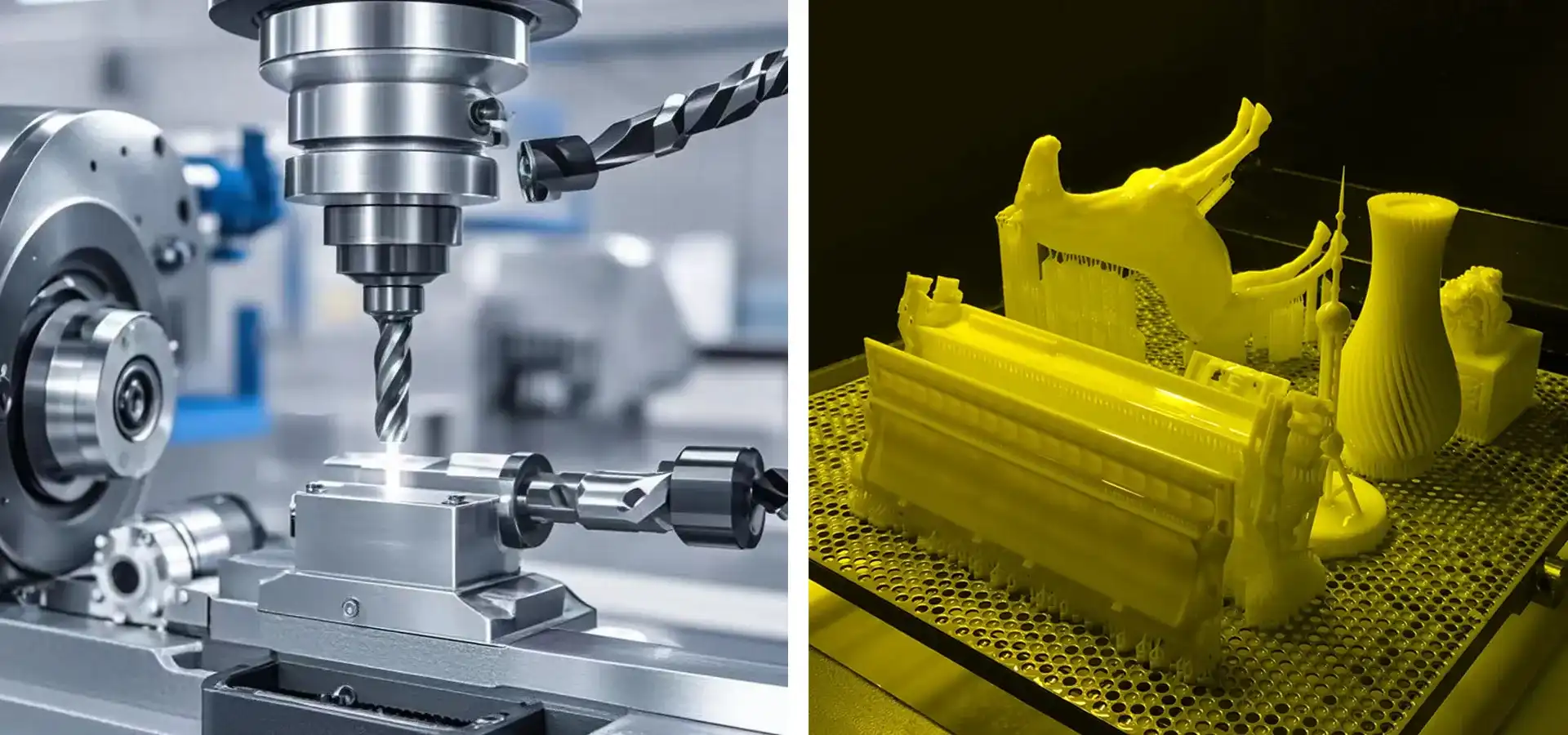 3D printer compared with traditional manufacturing methods for industrial production