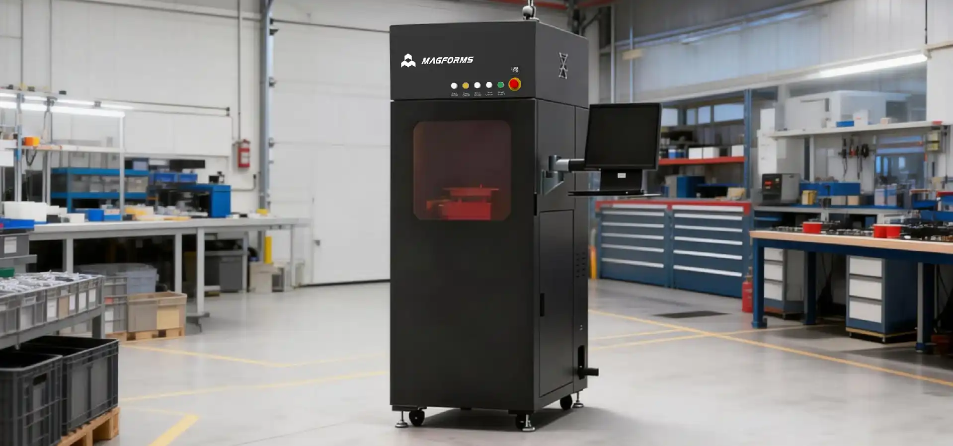 Magforms Lab300 SLA 3D printer with precision printing capabilities, featuring a durable design and cutting-edge laser technology