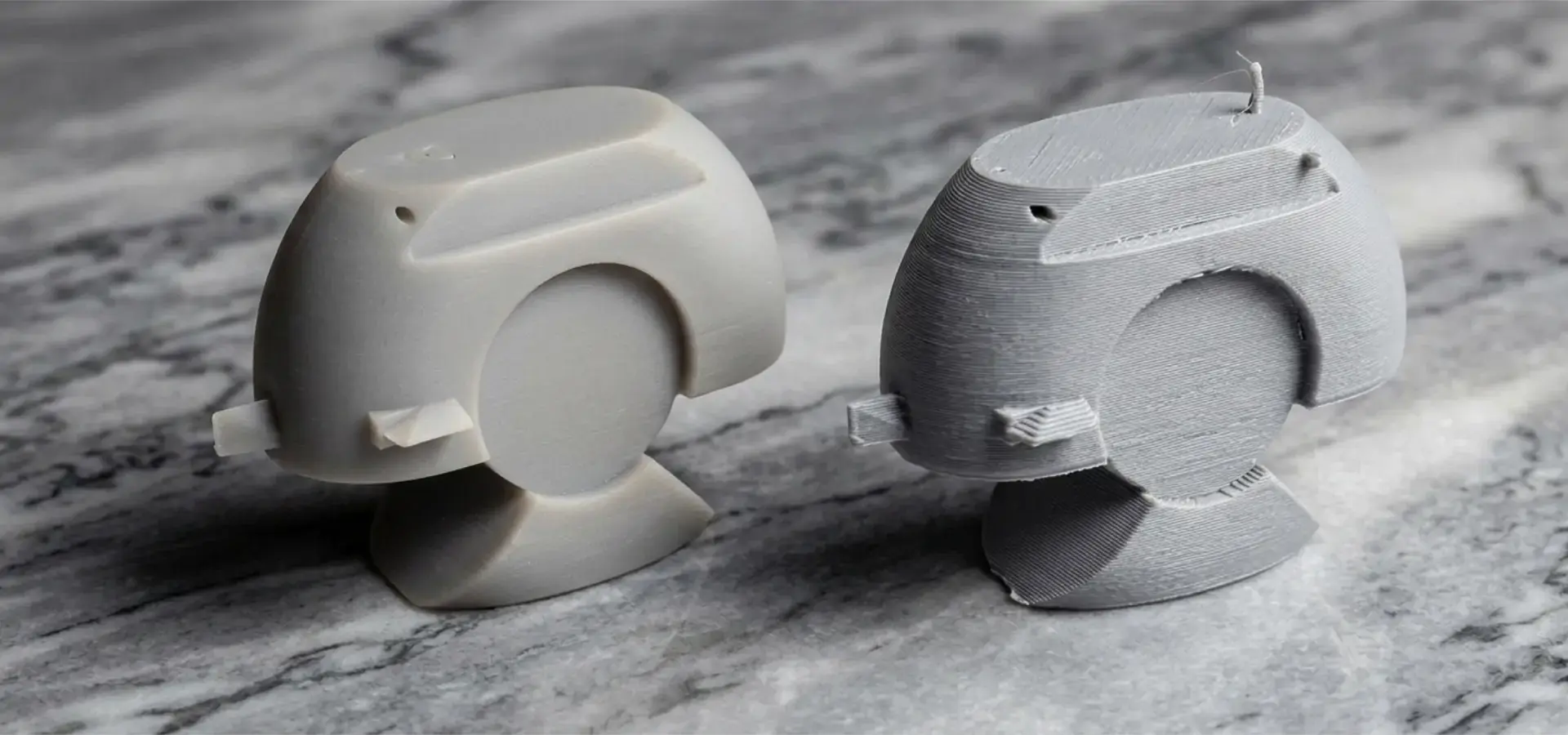 SLA printer smooth surface finish vs FDM layer lines comparison SLA printer smooth surface finish vs FDM layer lines comparison
