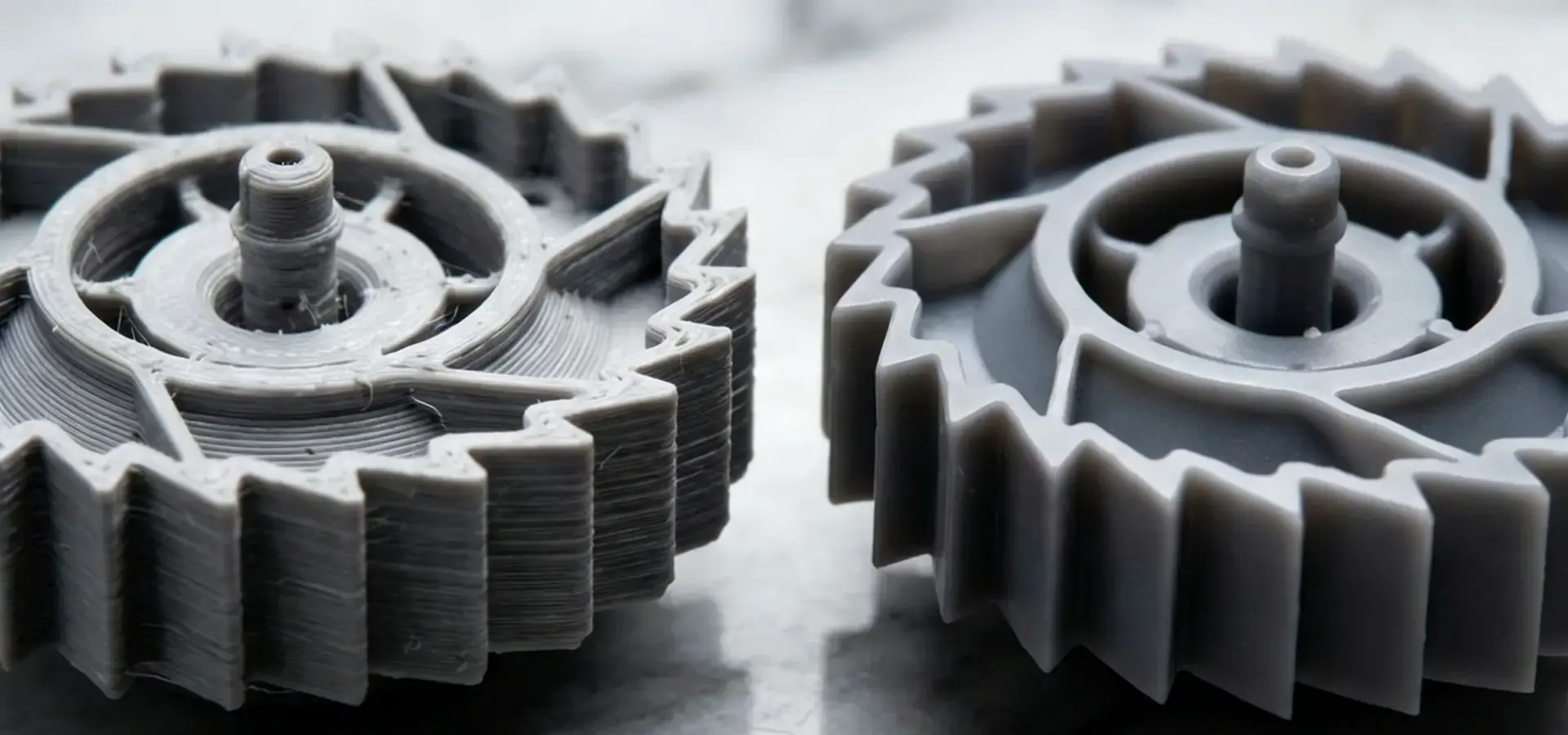 Surface finish comparison between SLA and FDM showing tighter tolerances in Stereolithography 3D printer technology