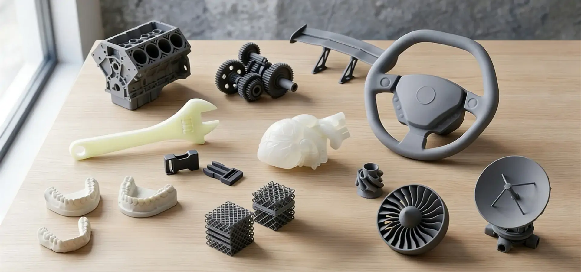 Stereolithography 3D printer applications in automotive, dental, medical and aerospace industries Stereolithography 3D printer applications in automotive, dental, medical and aerospace industries