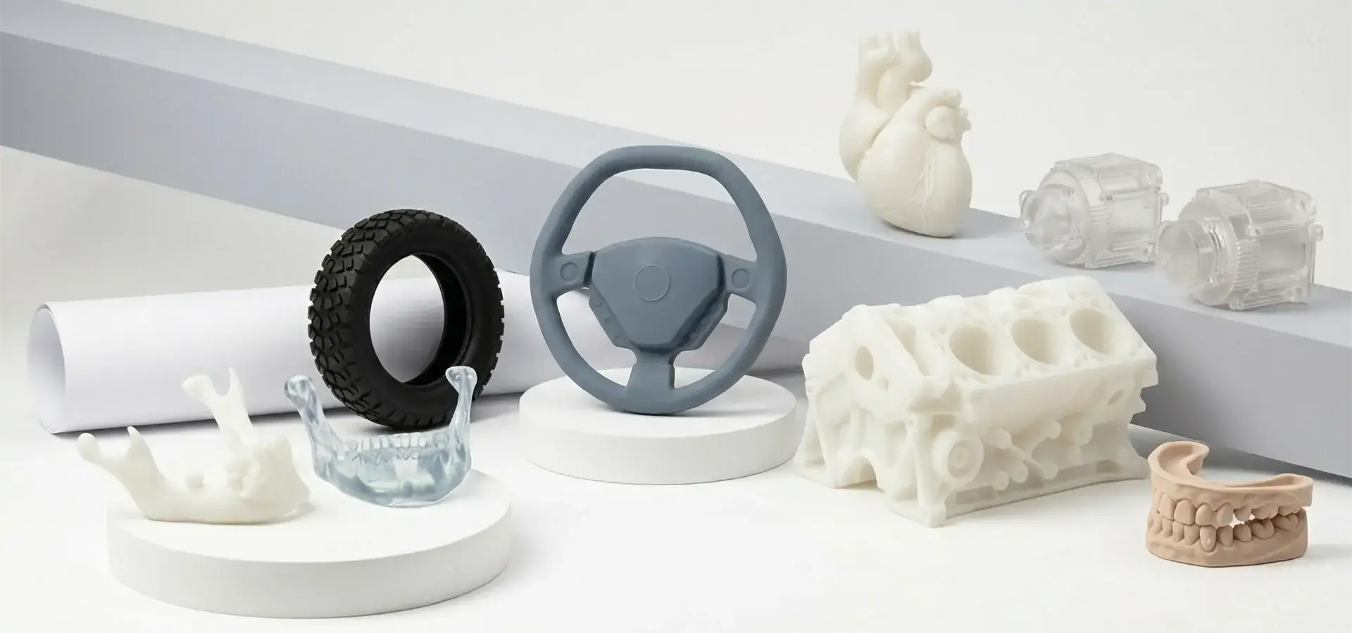 various materials produced by 3D printer for small business