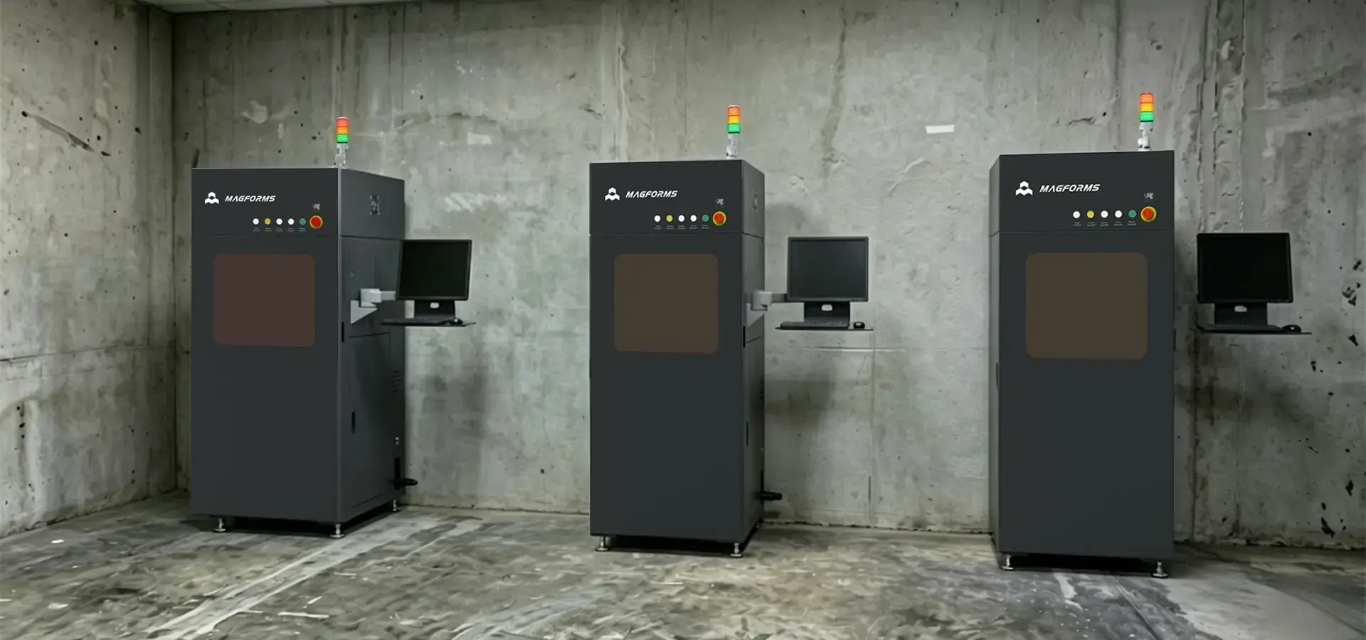 Magforms large scale resin 3D printer industrial system in production environment