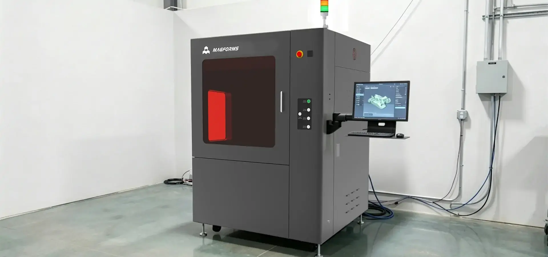 Magforms large scale resin 3D printer with industrial design and precision components
