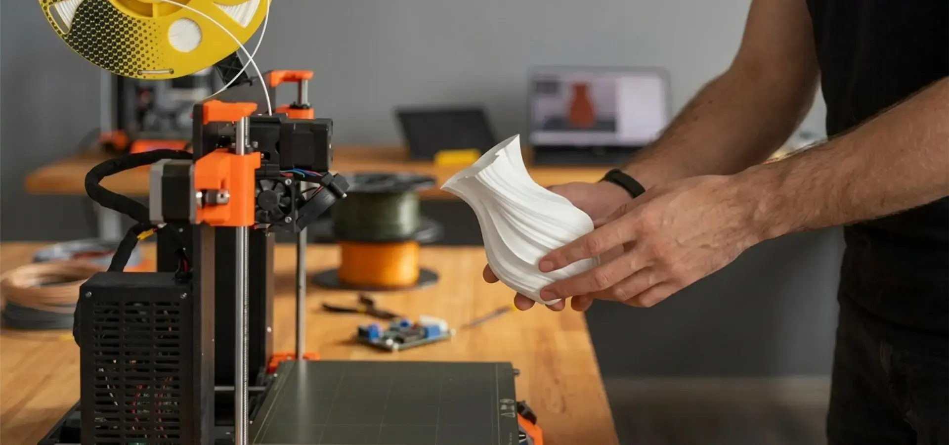 Desktop budget-friendly 3D printer used in office and prototyping environment Desktop budget-friendly 3D printer used in office and prototyping environment