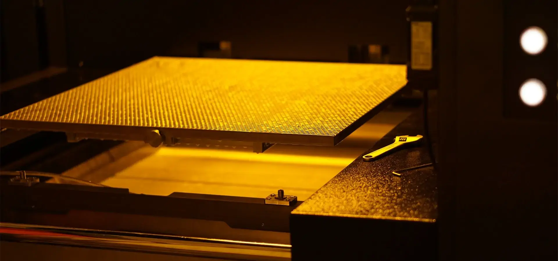 Industrial SLA 3D printer showing large build volume platform and precision resin printing environment