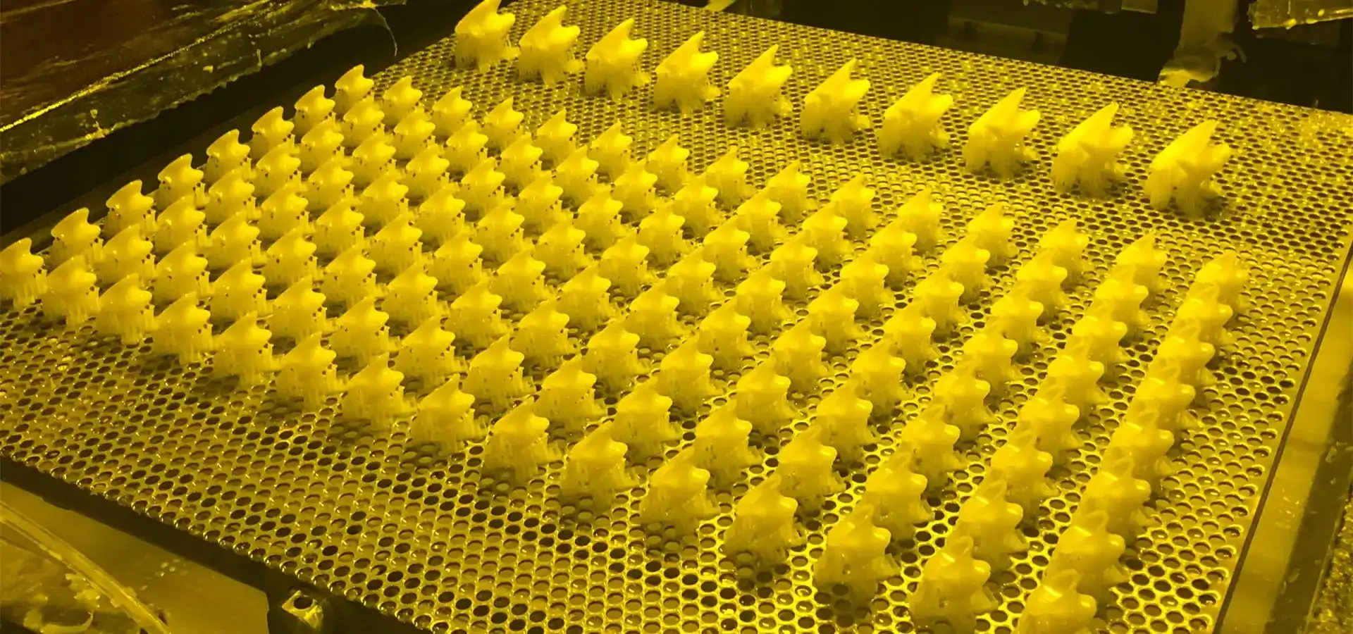 Large scale Industrial SLA 3D printer build platform producing multiple parts in a single batch