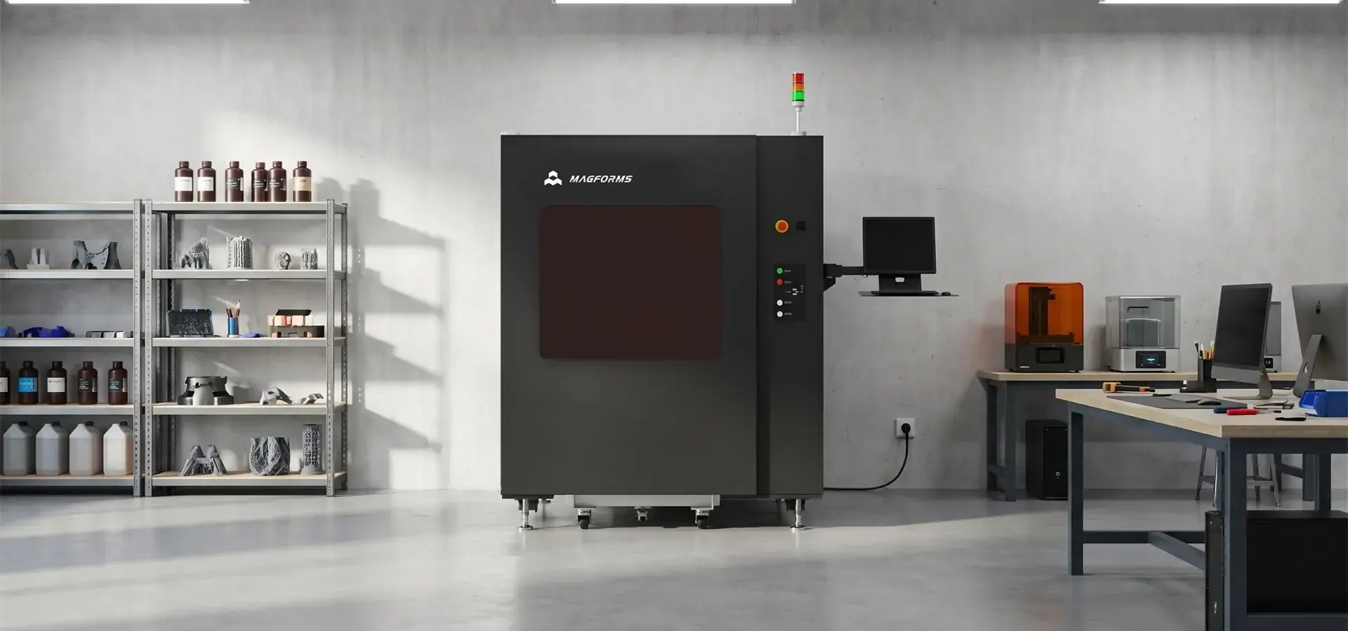 Industrial SLA resin printer producing high precision parts