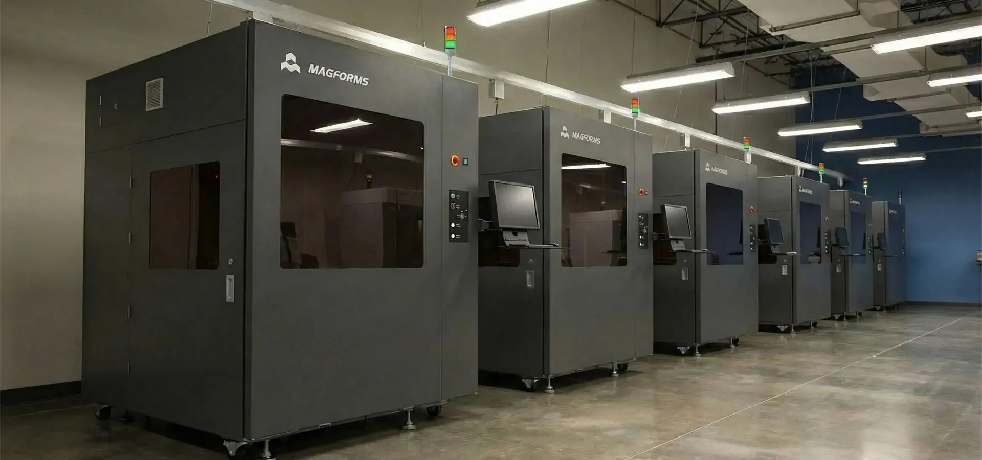 Industrial large scale resin 3D printer producing complex engineering part in a manufacturing facility