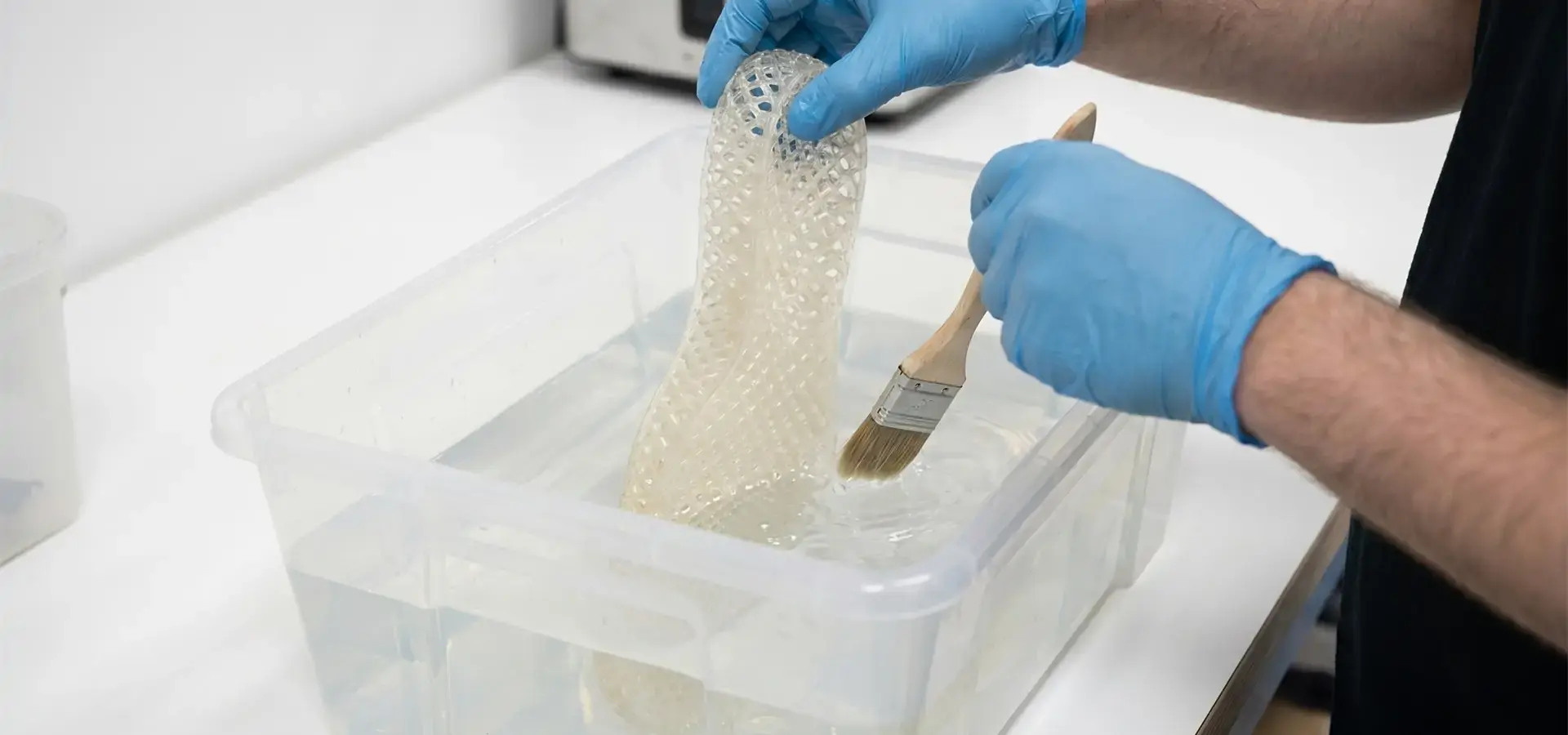 Post-processing steps for SLA 3D printed shoe midsoles including washing and UV curing