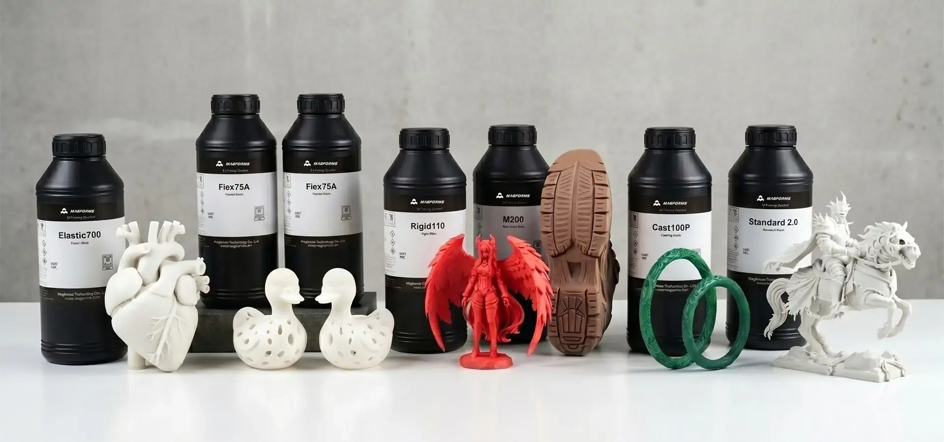 Photopolymer resins for Stereolithography 3D printer with engineering, flexible, and dental grades. Photopolymer resins for Stereolithography 3D printer with engineering, flexible, and dental grades.