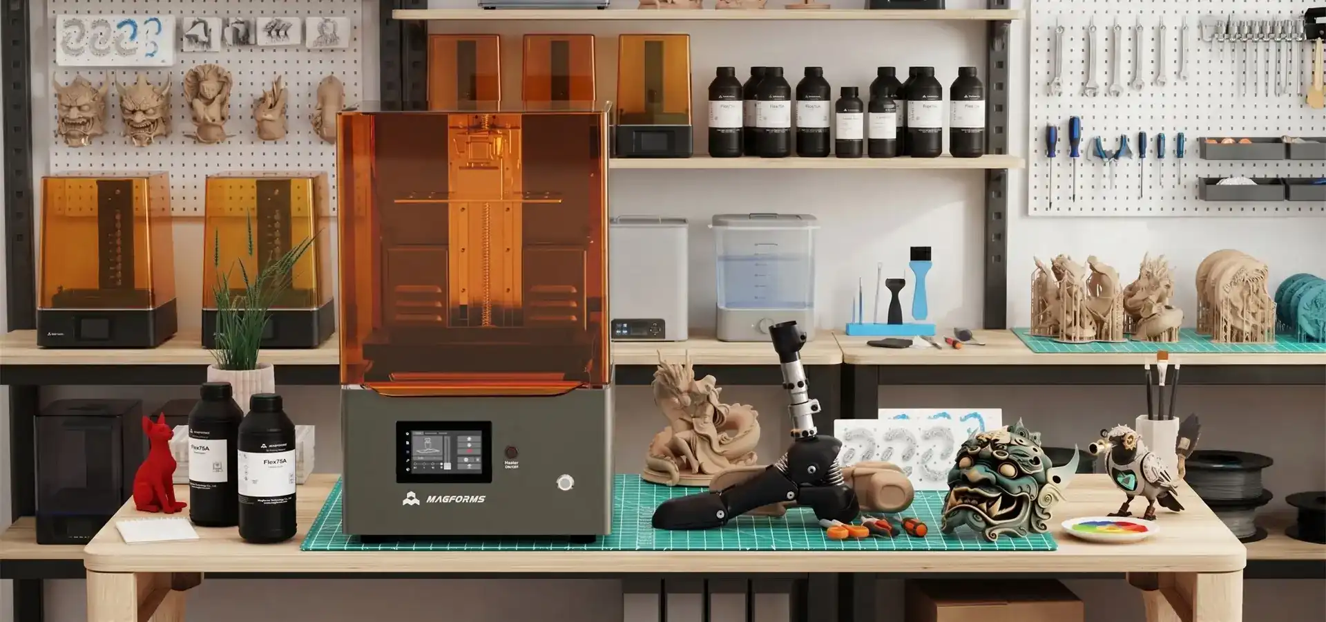 Stereolithography 3D printer with multiple industrial photopolymer resin materials