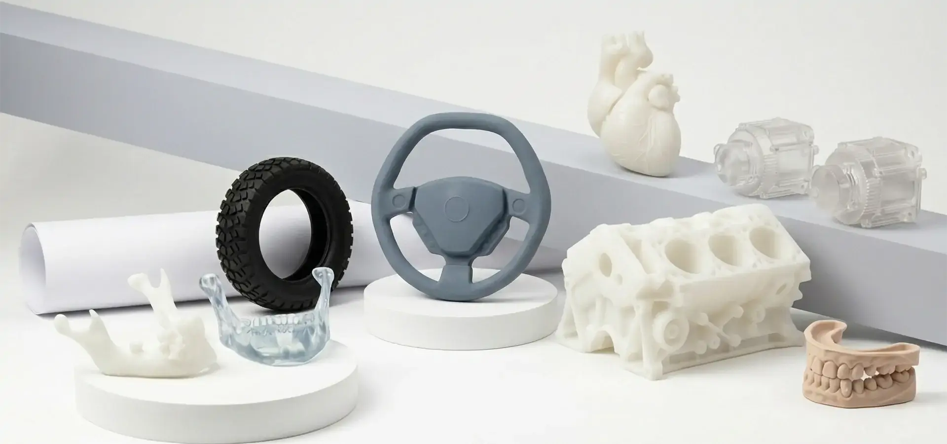 Different material applications produced with Big Format SLA 3D Printer