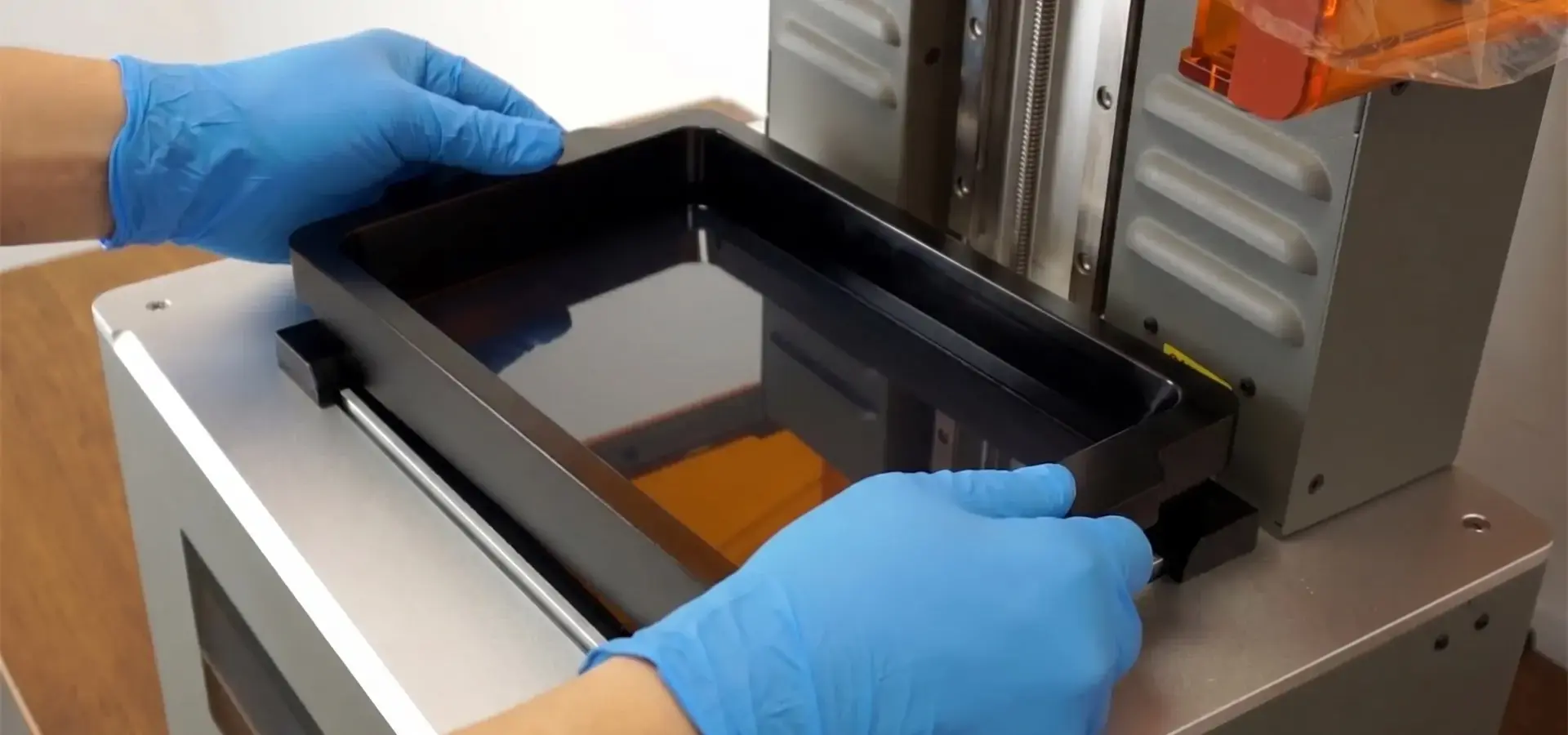 Hardware components of a Desktop Stereolithography 3D printer including UV LCD screen and resin vat with FEP film