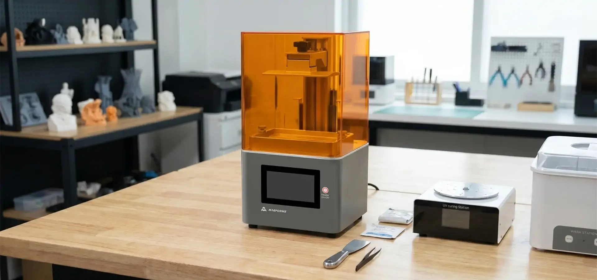 P7 Pro Desktop 3D printer with LCD resin technology on a workbench