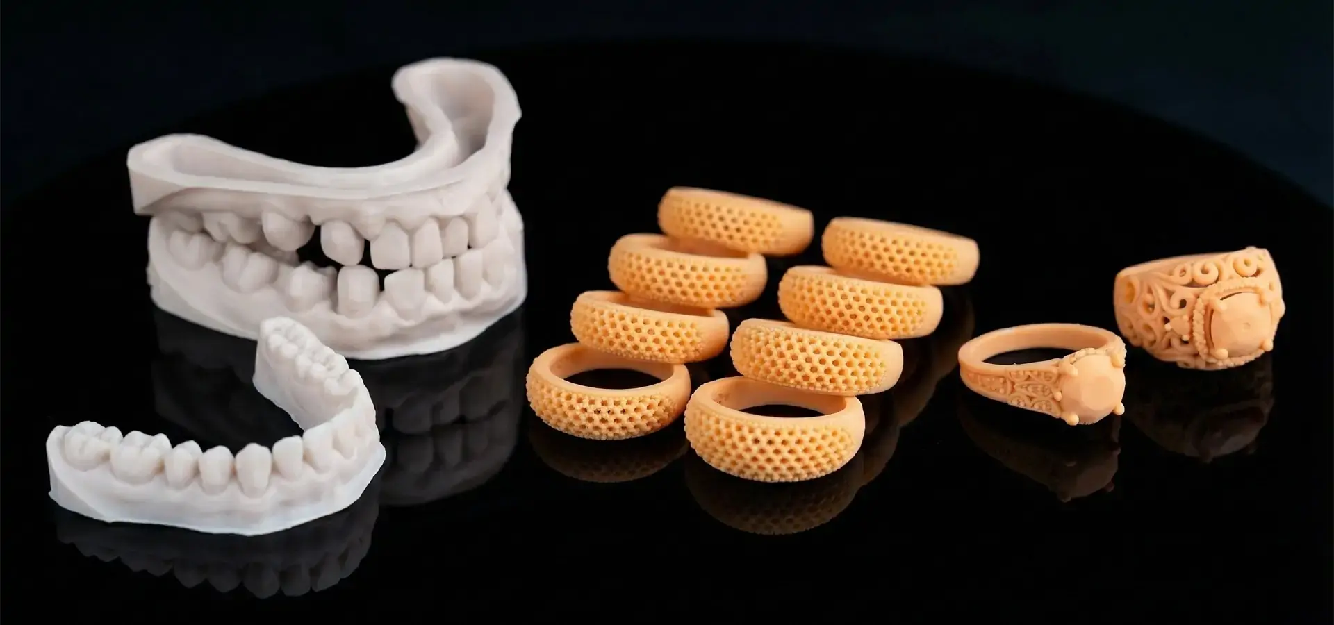 high detail resin parts for jewelry casting and dental applications produced by stereolithography 3D printer