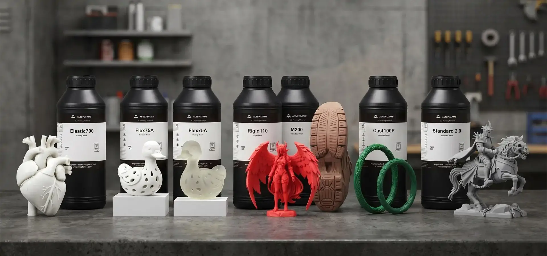Different types of photopolymer resins used in stereolithography 3D printing