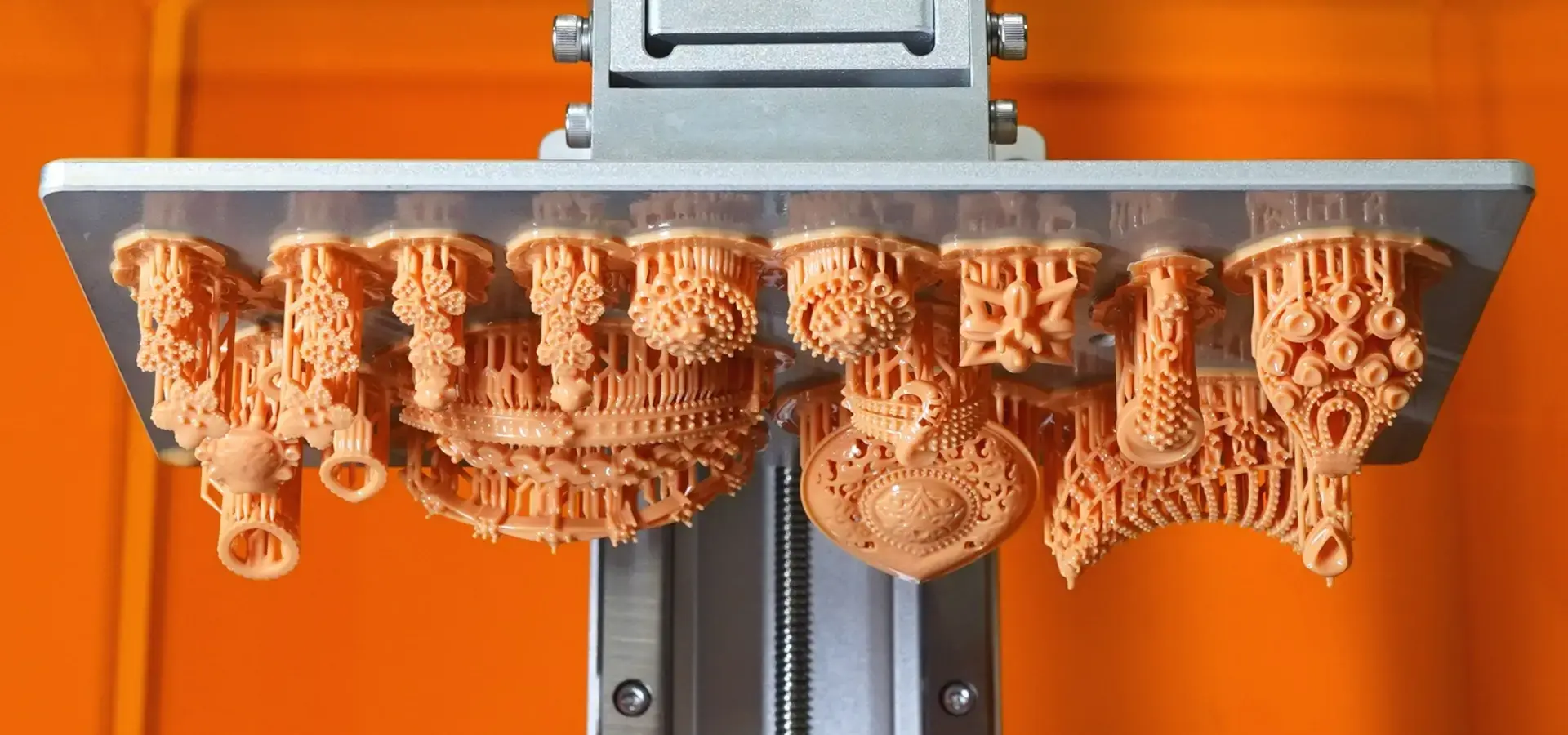Jewelry casting patterns 3D printed on a Stereolithography 3D printer with injection-mold-like surface finish