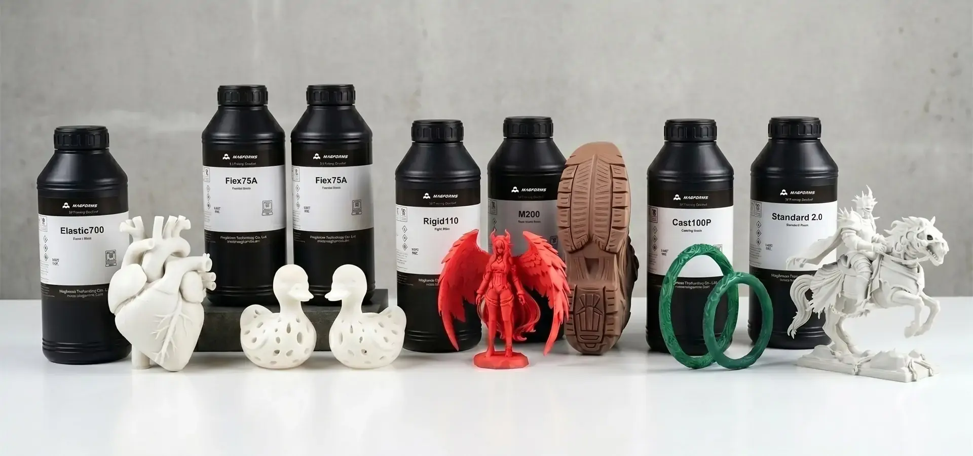 Various engineering, clear, and flexible resins compatible with P10 Pro Stereolithography 3D printer