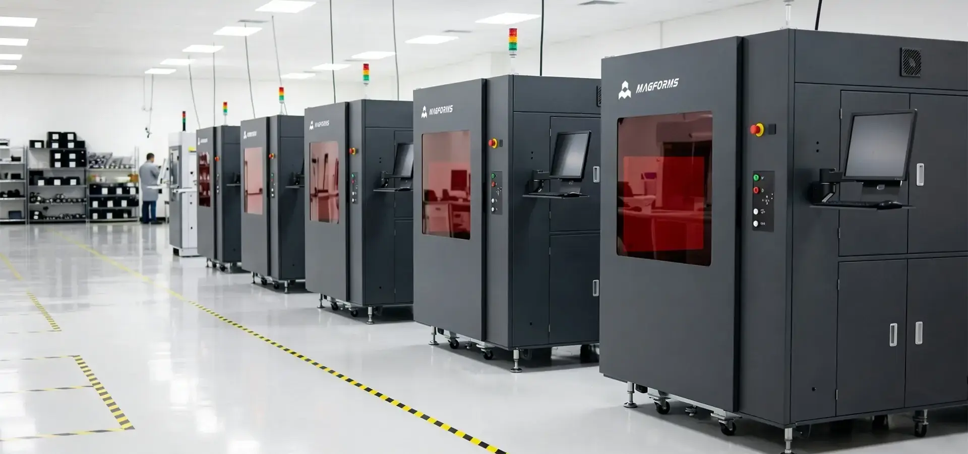 Industrial SLA 3D printer operating in manufacturing production environment
